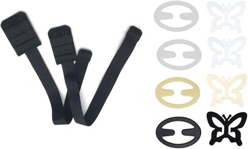 زوج واحد من حزام حمالة الصدر منخفض الظهر من اسجبا مع خطافين باللون الاسود و8 قطع مشابك لحمالة الصدر للنساء بلون اسود, أسود in Kuwait