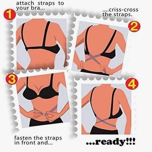 زوج واحد من حزام حمالة الصدر منخفض الظهر من اسجبا مع خطافين باللون الاسود و8 قطع مشابك لحمالة الصدر للنساء بلون اسود, أسود in Kuwait