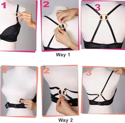 زوج واحد من حزام حمالة الصدر منخفض الظهر من اسجبا مع خطافين باللون الاسود و8 قطع مشابك لحمالة الصدر للنساء بلون اسود, أسود in Kuwait