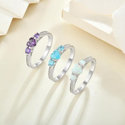 Engagement Wedding Band Ring 925 Sterling Silver Eternity Ring Birthstone Stackable Rings for Women Size 5-10 in Saudi Arabia