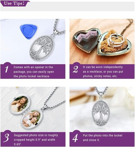 ايوسنس قلادة من الفضة الاسترليني عيار 925 على شكل قلب، قلادة هدايا عيد الام للنساء تحمل الصور والصور للرجال قلادة شخصية in Kuwait