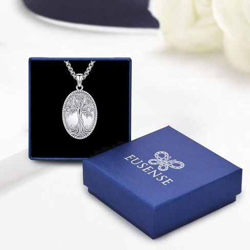 ايوسنس قلادة من الفضة الاسترليني عيار 925 على شكل قلب، قلادة هدايا عيد الام للنساء تحمل الصور والصور للرجال قلادة شخصية in Kuwait