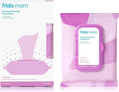 Frida Mom Witch Hazel Cooling Pad Liners (24ct) + Frida Mom Postpartum Pads, Leak Proof Maxi Pads (18ct)| Postpartum Essentials in Saudi Arabia