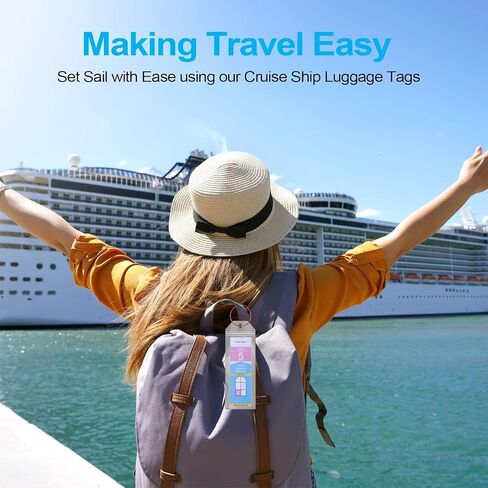 Royal Caribbean Luggage Tag Holders – 8 Pack Zip Seal Clear Cruise Holders with Steel Loops – Ultimate Cruise Essentials for Royal Caribbean & Celebrity Cruises (8 Pcs with 8 Color Rings) in Saudi Arabia
