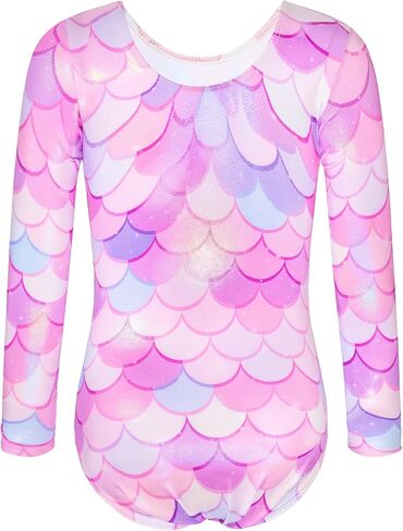 يوتار للفتيات الجمباز 2 حزمة تراجع الزي حجم 10-12 سنة البريق روز الصغار الصغار كم طويل داخلية لامعة مقياس السمكة الرياضية ارتداءها in Kuwait