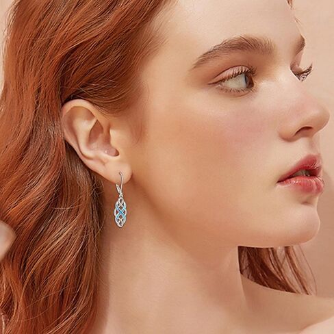 YFN Irish Celtic Knot Created Opal Pendant Necklace Earrings Jewelry Set Infinity Love Sterling Silver CZ Jewelry 18" in Saudi Arabia