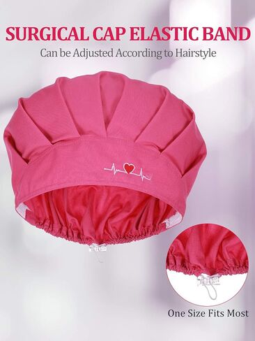 6 Pieces Bouffant Cap with Buttons Adjustable Elastic Head Wrap Covers with Sweatband for Women Men, One Size (Fresh Colors) in Saudi Arabia