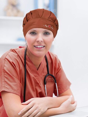 6 Pieces Bouffant Cap with Buttons Adjustable Elastic Head Wrap Covers with Sweatband for Women Men, One Size (Fresh Colors) in Saudi Arabia