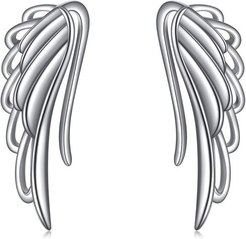 Angel Wings Earrings for Women 925 Sterling Silver Ear Climbers Guardian Angel Eari Crawlers Jewelry Gift for Girls in Saudi Arabia