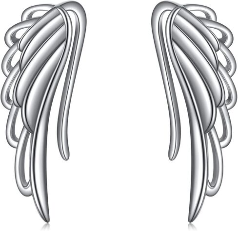 Angel Wings Earrings for Women 925 Sterling Silver Ear Climbers Guardian Angel Eari Crawlers Jewelry Gift for Girls in Saudi Arabia