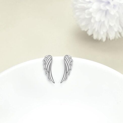 Angel Wings Earrings for Women 925 Sterling Silver Ear Climbers Guardian Angel Eari Crawlers Jewelry Gift for Girls in Saudi Arabia