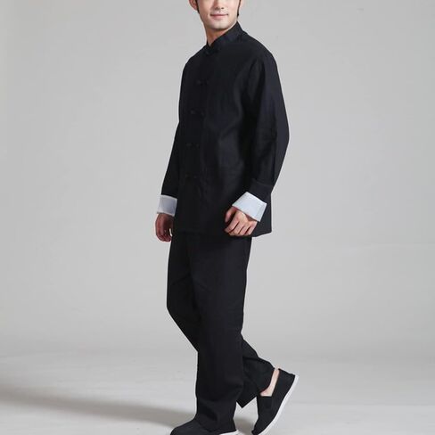 Men's Cotton Tang Suit Linen Kung Fu Shirt Pants Outfit Traditional Chinese Hanfu Solid Color Tai Chi Uniform in Saudi Arabia