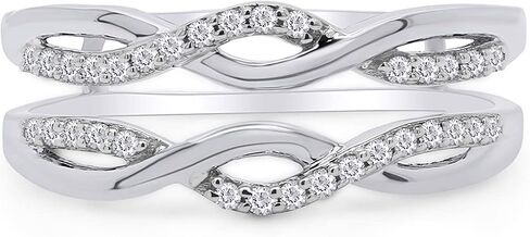 SAVEARTH DIAMONDS Round Cut Lab Created Moissanite Diamond Infinity Twisted Enhancer Guard Ring In 14K Gold Over Sterling Silver Jewelry (G-H Color, 0.50 Cttw) in Saudi Arabia