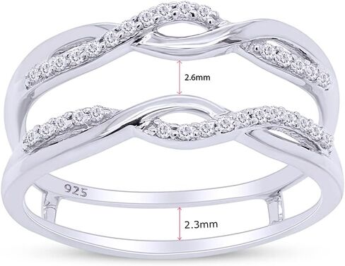 SAVEARTH DIAMONDS Round Cut Lab Created Moissanite Diamond Infinity Twisted Enhancer Guard Ring In 14K Gold Over Sterling Silver Jewelry (G-H Color, 0.50 Cttw) in Saudi Arabia