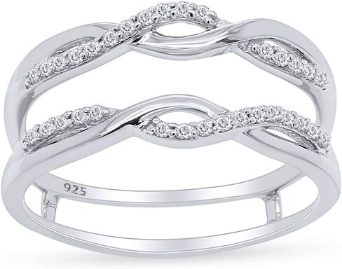 SAVEARTH DIAMONDS Round Cut Lab Created Moissanite Diamond Infinity Twisted Enhancer Guard Ring In 14K Gold Over Sterling Silver Jewelry (G-H Color, 0.50 Cttw) in Saudi Arabia