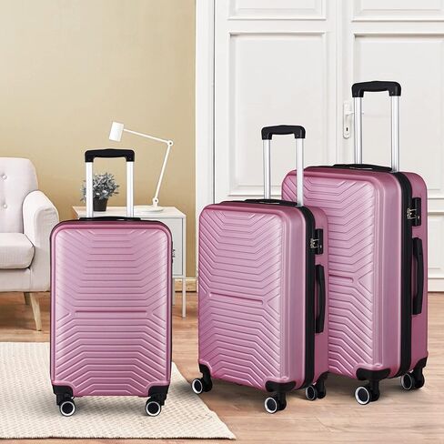 HomSof 3 Luggage Suit Case Piece Sets, Abs Hardshell Suitcase with Spinner Wheel Lightweight TSA Lock in Kuwait