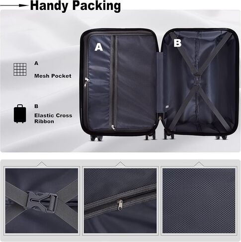 HomSof 3 Luggage Suit Case Piece Sets, Abs Hardshell Suitcase with Spinner Wheel Lightweight TSA Lock in Kuwait