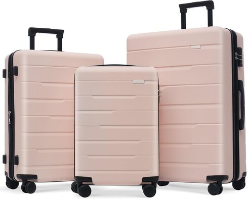 FridayParts Luggage Sets 3 Piece Suitcase Set 20/24/28,Carry on Luggage Airline Approved,Hard Case with Spinner Wheels, Pink and Black in Saudi Arabia