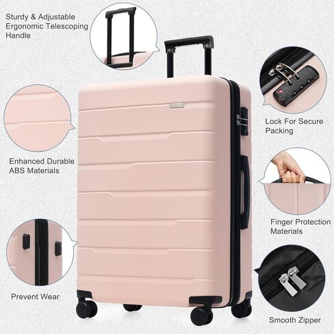 FridayParts Luggage Sets 3 Piece Suitcase Set 20/24/28,Carry on Luggage Airline Approved,Hard Case with Spinner Wheels, Pink and Black in Saudi Arabia