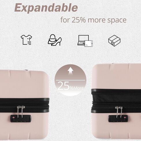 FridayParts Luggage Sets 3 Piece Suitcase Set 20/24/28,Carry on Luggage Airline Approved,Hard Case with Spinner Wheels, Pink and Black in Saudi Arabia