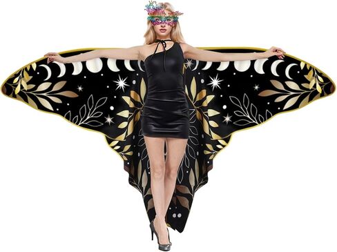 INCOK Butterfly Moth Wings Costumes for Women - Double-Sided Fairy Moth Wing Cape with Mask Adult Christmas Cosplay Dress up in Kuwait