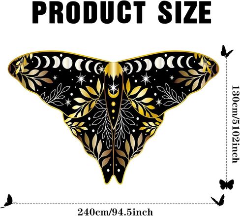 INCOK Butterfly Moth Wings Costumes for Women - Double-Sided Fairy Moth Wing Cape with Mask Adult Christmas Cosplay Dress up in Kuwait