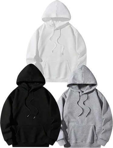 SOLY HUX Men's 3 Piece Hoodies Drawstring Long Sleeve Solid Pullover Sweatshirt with Pocket in Saudi Arabia