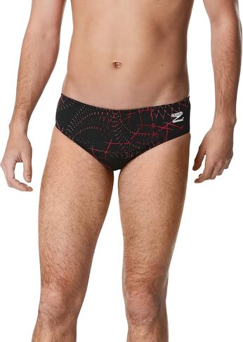 Speedo Men's Standard Swimsuit Brief Endurance+ Printed Team Colors, Galactic Maroon, 36 in Saudi Arabia