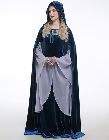 daizbella عصر النهضة عباءة مقنعين عباءة مخملية مقنعين كيب عيد الميلاد زي الهالوين التأثيري عباءة القرون الوسطى in Kuwait