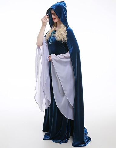 daizbella عصر النهضة عباءة مقنعين عباءة مخملية مقنعين كيب عيد الميلاد زي الهالوين التأثيري عباءة القرون الوسطى in Kuwait