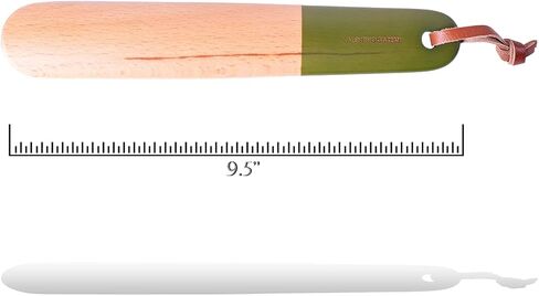 VALENTINO GAREMI Shoe Horn – 9.5" Genuine Beechwood Long Handle – Classic Design – Back Bend Shoe Helper Tool – Made in India in Kuwait