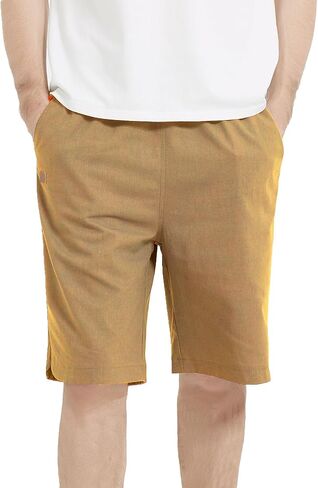 Men's Linen Shorts Casual Elastic Waist Drawstring Loose Fit Beach Shorts in Saudi Arabia
