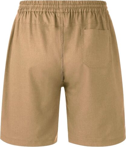 Men's Linen Shorts Casual Elastic Waist Drawstring Loose Fit Beach Shorts in Saudi Arabia