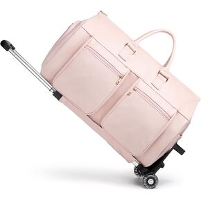 seyfocnia Rolling Garment Bag with Wheels,Wheeled Garment Bag Duffle Bag for Travel with Wheels Overnight Bags for Women with Wheels Garment Bag Suitcase Garment Duffle Bag-Pink