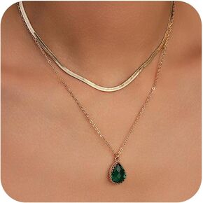Jewlpire Dainty قلادة ذهبية للنساء، قلادات مطلية بالذهب عيار 14 قيراط للنساء، مجموعة قلادة ذهبية متعرجة قلادة كوبية وصلة مشبك ورق سلسلة تشيكوسلوفاكيا قلادة القلائد مجوهرات عصرية للنساء