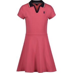 Tommy Hilfiger Girls' Short Sleeve Polo Dress, Navy Monogram Stripe, 5