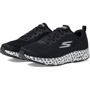 Skechers Women's GO Run CONSISTENT Animal Print Sneaker, Black/White, 9.5