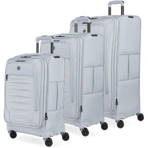 SwissGear Opulence Softside Expandable Luggage with Spinner Wheels, Black, 3-Piece Set (21/25/29)