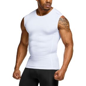TSLA 1 or 3 Pack Men's Sleeveless Workout Shirts, Dry Fit Running Compression Cutoff Shirts, Athletic Training Tank Top