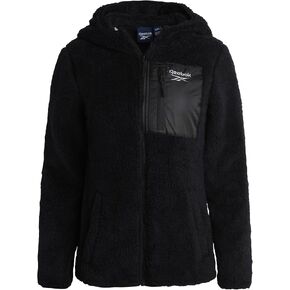 Reebok Women's Fleece Sweatshirt Jacket - Full Zip Sherpa Fur Hooded Jacket - Lightweight Teddy Coat for Women (S-XL)