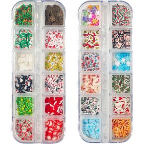 2 Boxes Fruit Flower Candy Slices Nail Art Slices, 3D Polymer Clay Mini Slices Resin Making Charms Colorful Nail Art Supplies for DIY Crafts Lip Gloss Cellphone Decoration (Cake Mixed)