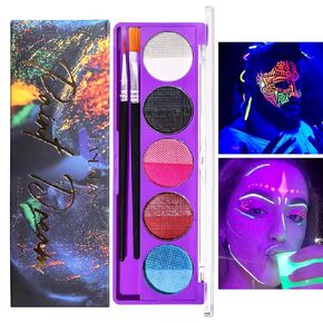 8 Colors Water Activated Eyeliner Palette Liquid Eyeliner Colorful Set Hydra Graphic Eyeliner Makeup Neon Face Paint Glow UV Black White Red Face Body Paint,Clown Makeup Kit (01)