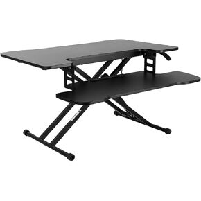 FLEXISPOT 31" Standing Desk Converter Height Adjustable Sit-to-Stand Desk Riser Laptop Workstation with Wide Keyboard Tray, Rustic Brown