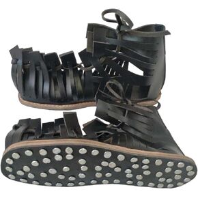 Mens Medieval Roman Shoes Larp Boot Double Viking Renaissance Medieval Leather Boots