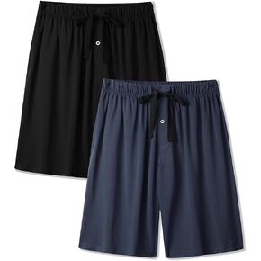 BAMBOO COOL Men's Pajama Short Pants Lounge Sleep Bottoms Soft Comfy Knit Shorts Sleepwear Pajamas Pjs with Pockets 2 Pack