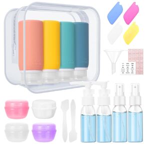 Muslish 21 Pack Leak Proof Silicone Travel Bottles Set, TSA Approved Containers for Toiletries, Travel Size Accessories and Shampoo Conditioner Bottles with Toiletry Bag (BPA Free)