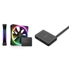 NZXT F140 RGB Duo Twin Pack - 2 x 140mm Dual-Sided RGB Fans with RGB Controller – 20 Individually Addressable LEDs – Balanced Airflow and Static Pressure – Fluid Dynamic Bearing – PWM – Black