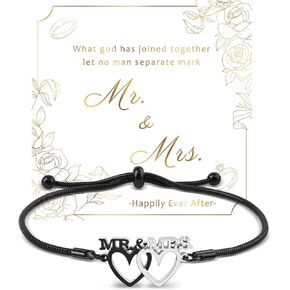 Mr And Mrs Gifts Bride Bracelet Silver Heart Charm Bracelets For womens Wedding Gifts For Bride