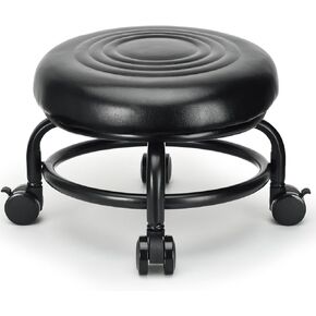 Low Roller Seat Low Height Rolling Stool PU Leather Rolling Stool, Modern Rolling Chair for Home Office Garage Shop