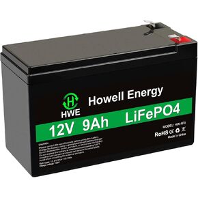 HWE 12V 7Ah Battery, 12V Lithium Battery, Deep Cycle 12V LiFePO4 Battery Built-in BMS with F2 Terminal Offer 4000 Cycles Life, for Small UPS, Solar Power, Fish Finder, and Speaker